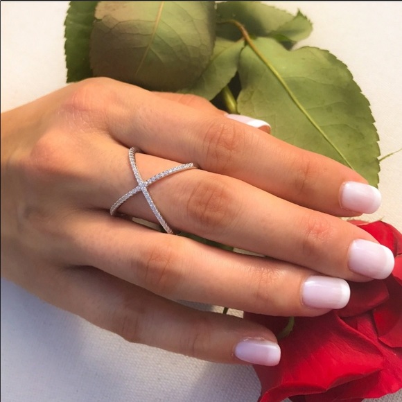 NEW STERLING SILVER FASHION X RING 5 6 7 8 9 - Picture 2 of 6